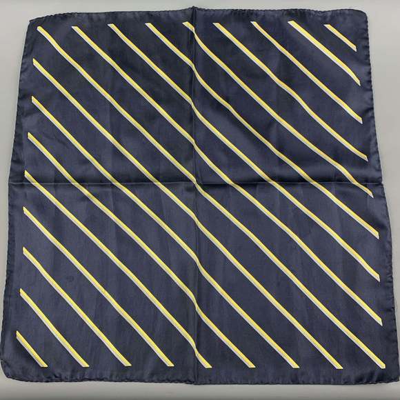 VINTAGE Other - VINTAGE Navy Yellow Silk Pocket Square